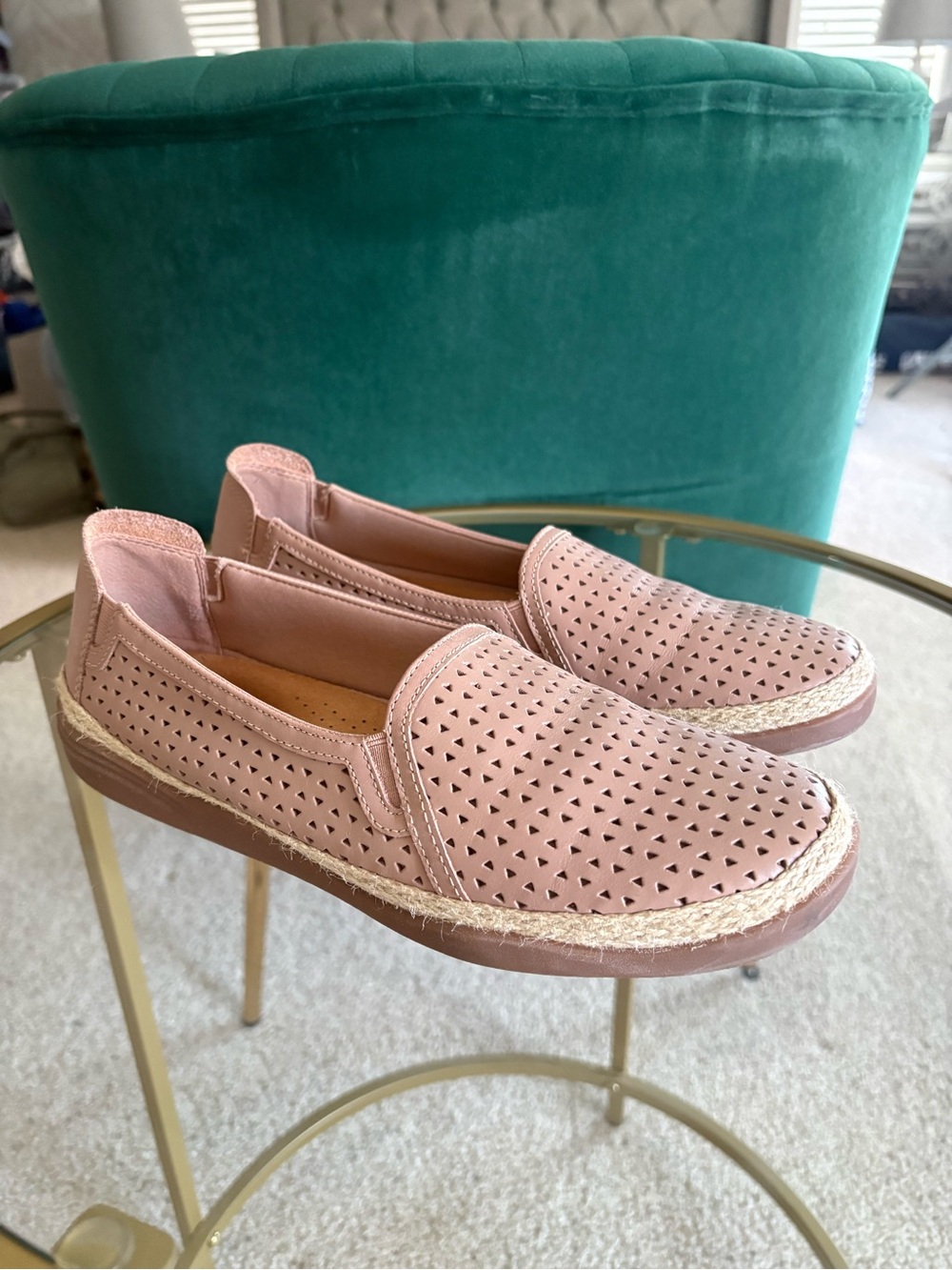 Clark’s Women's Pink Slip-On Perforated Espadrille slip on flat